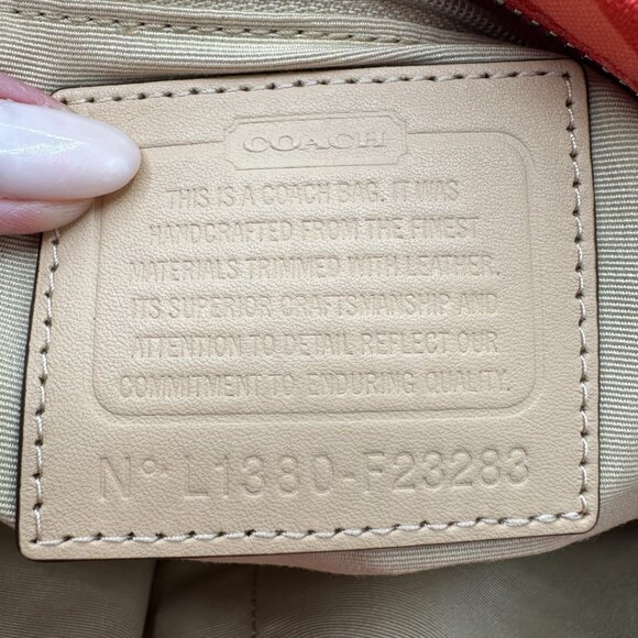 💰SALE💰 COACH Signature Fabric Orange/Tan Zebra Print Tote w/Leather Trim - Picture 13 of 14